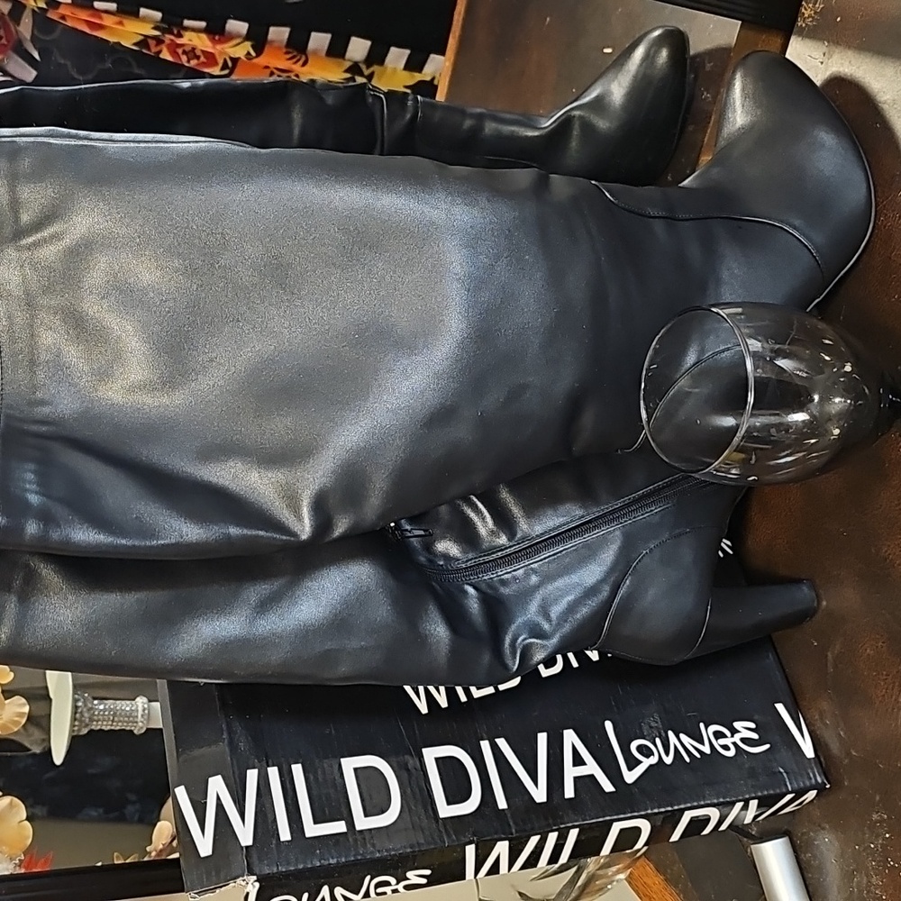 Wild Diva Black Faux Leather Boots